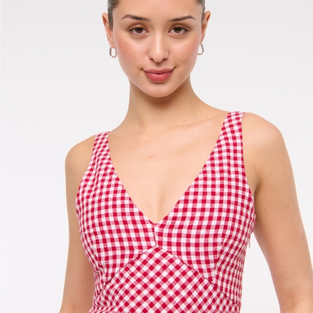 Abercrombie & Fitch Red and White Gingham LinennDress